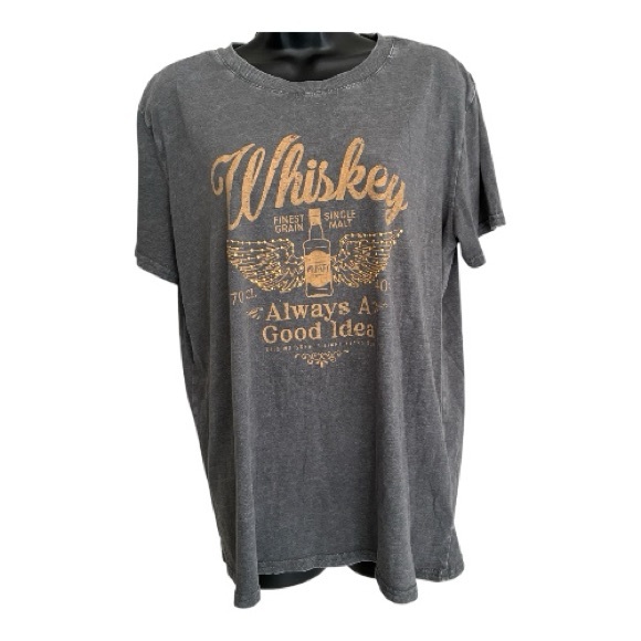 Maurices Charcoal Tee with Tan Whiskey Graphic Size M - Picture 2 of 7